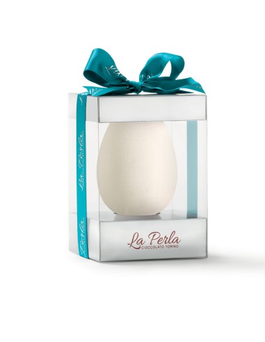 La Perla Bianca. Uovo di cioccolato bianco con nocciola Piemonte (35%). 200g