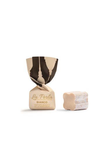 La Perla 30 anni Tartufo di cioccolato bianco con nocciole Piemonte (35%). Sacchetto 300g