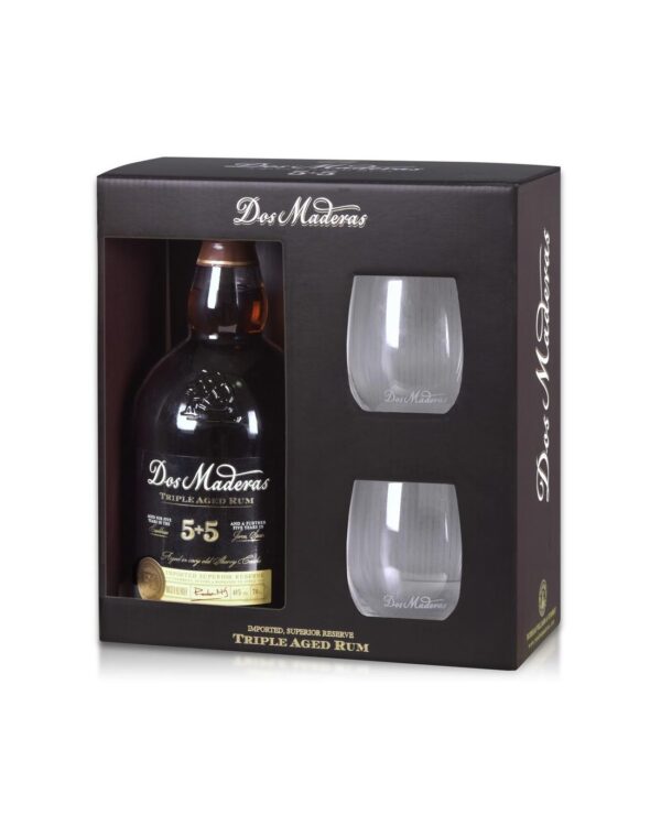 Dos Maderas Px Rum 5+5 Ron Anejo Triple Aged con 2 Bicchieri