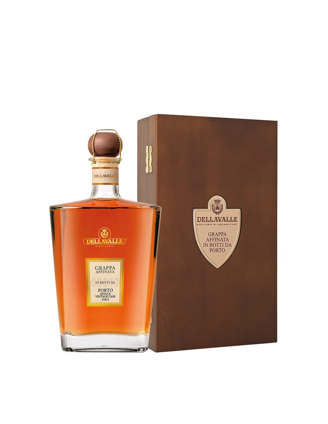 Grappa Dellavalle affinata in botti di Porto con cassetta in legno 2004