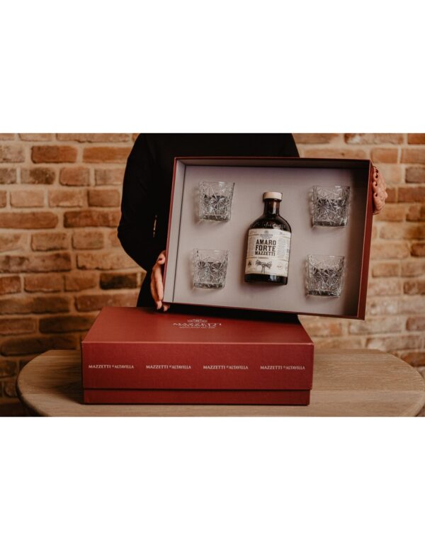 Amaro Forte Mazzetti Con 4 Cocktail Tumbler In Scatola Regalo Amaro Forte Mazzetti Con 4 Cocktail Tumbler In Scatola Regalo
