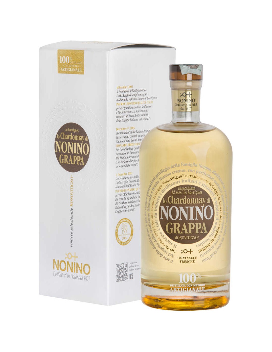Grappa Monovitigno Chardonnay Invecchiata 12 mesi in Barrique Nonino