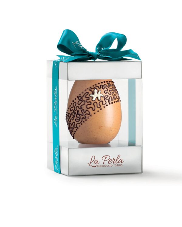 La Perla Arachide Salata. Uovo di cioccolato bianco al caramello con arachide salata. 200g