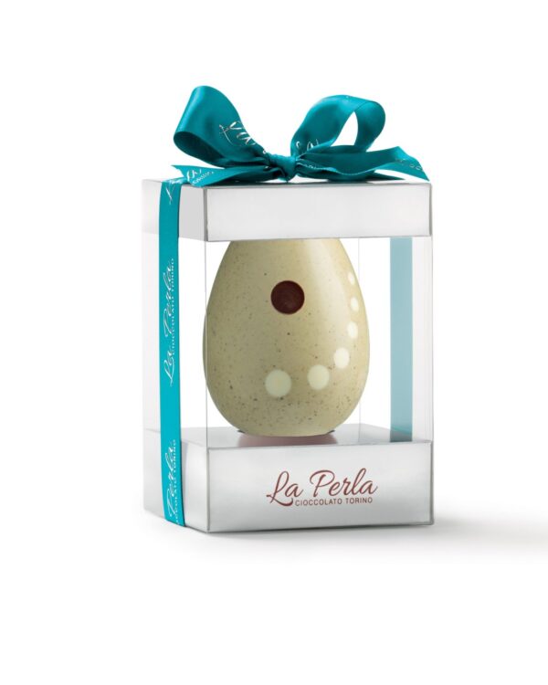 La Perla Pistacchio Salato. Uovo di cioccolato bianco con pistacchi salati. 200g