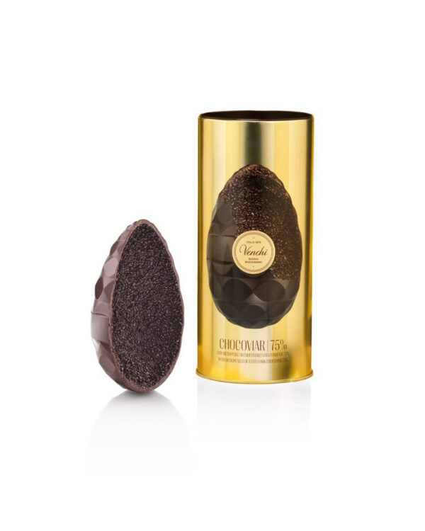 Uovo Venchi Chocoviar 75% in cilindro di metallo, 350g - immagine 2