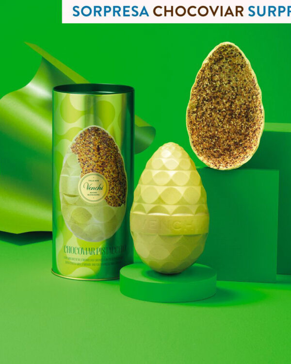 Uovo Venchi Chocoviar Pistacchio in cilindro di metallo, 330g - immagine 1