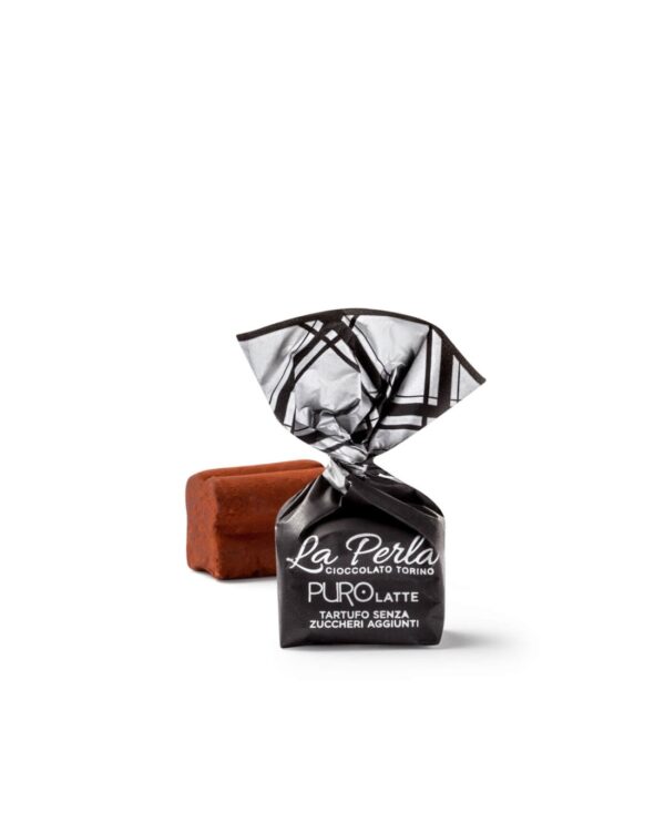 La Perla Tartufo di cioccolato al latte con nocciole Piemonte (30%) senza zuccheri aggiunti con edulcorante. Sacchetto 200g