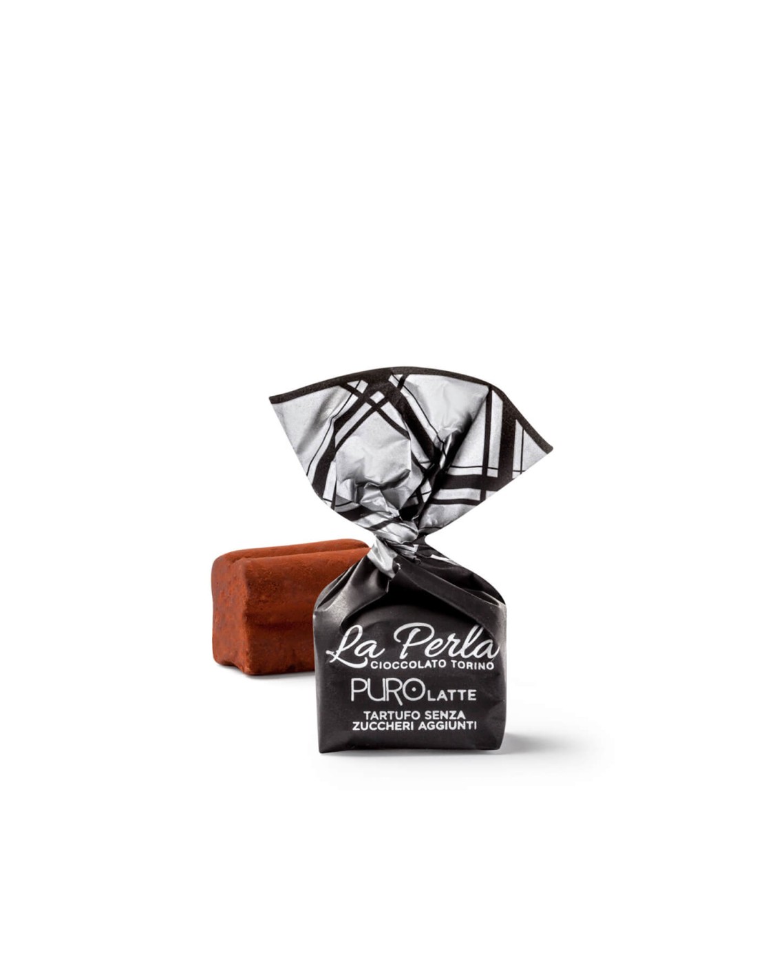 La Perla Tartufo di cioccolato al latte con nocciole Piemonte (30%) senza zuccheri aggiunti con edulcorante. Sacchetto 200g