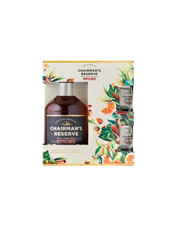 Rum Chairman's Reserve Spiced Saint Lucia Distillers + 2 bicchieri Rum Chairman's Reserve Spiced Saint Lucia Distillers + 2 bicchieri