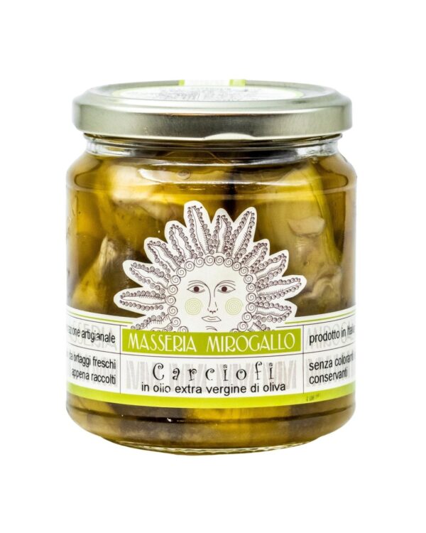 Carciofi Interi in olio extra vergine di oliva 490g Masseria Mirogallo