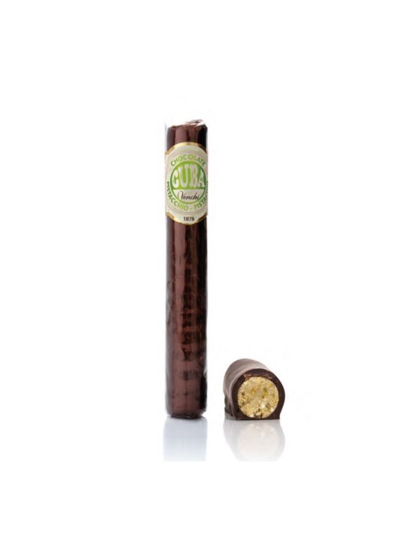 Sigaro Venchi ricoperto di cioccolato fondente con Pistacchio Sigaro Venchi ricoperto di cioccolato fondente con Pistacchio