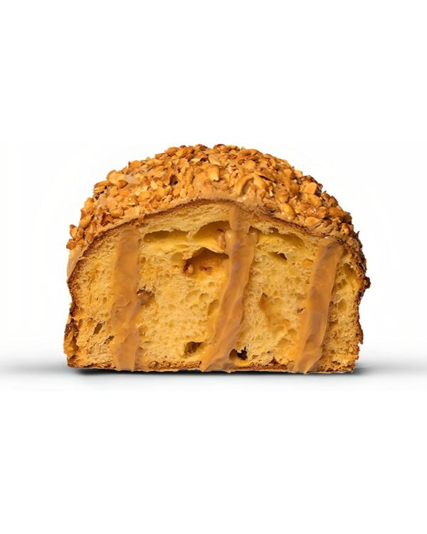 Panettone Artigianale Tradizionale Al Caramello Salato Con Vasetto Di Crema Alla Gianduia La Ruota