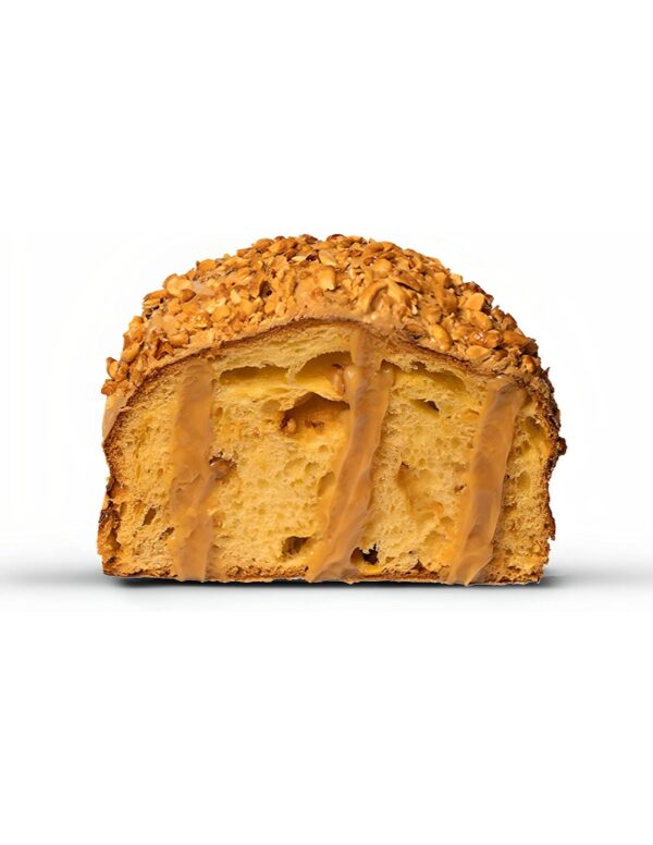 Panettone Artigianale Tradizionale Al Caramello Salato Con Vasetto Di Crema Alla Gianduia La Ruota