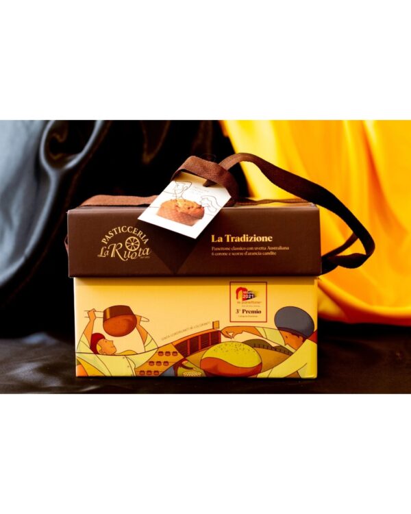 Panettone Artigianale Tradizionale Al Caramello Salato Con Vasetto Di Crema Alla Gianduia La Ruota