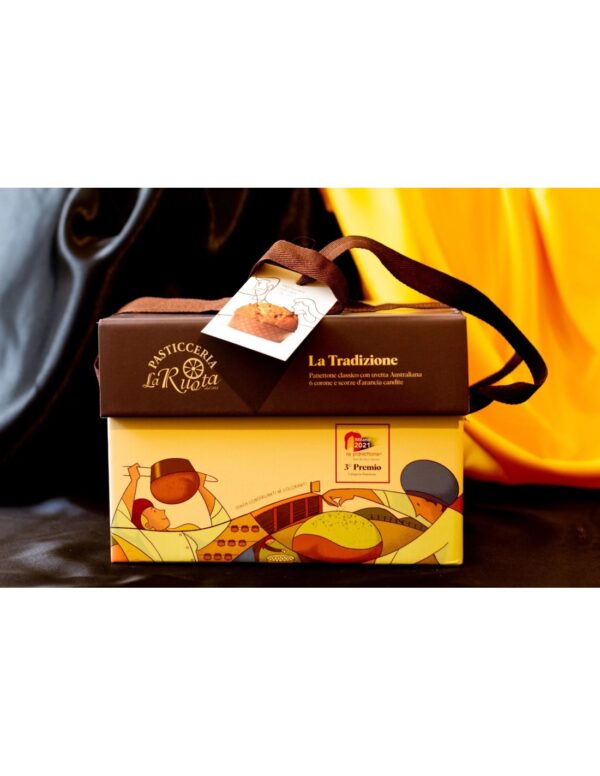 Panettone Artigianale Tradizionale Al Caramello Salato Con Vasetto Di Crema Alla Gianduia La Ruota