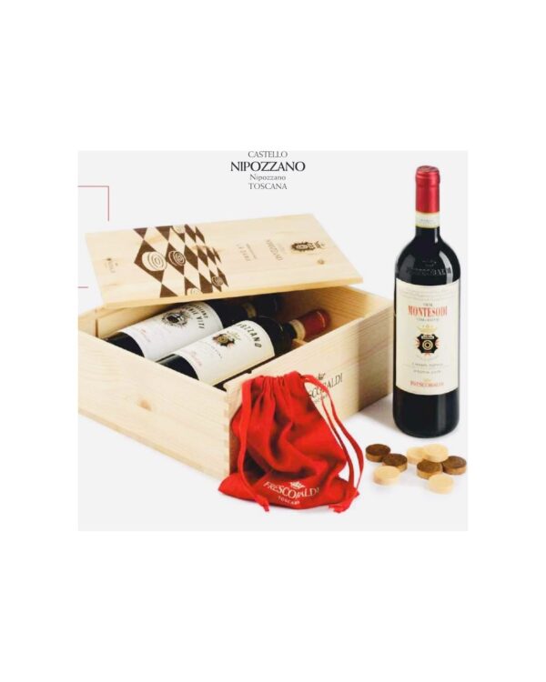 “La Dama di Castello di Nipozzano” – Frescobaldi (3 bottiglie in cassa legno + gioco)
