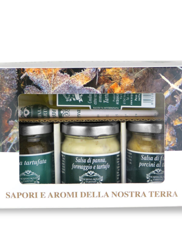 Confezione Regalo con 3 salse e 1 Olio al Tartufo Acqualagna