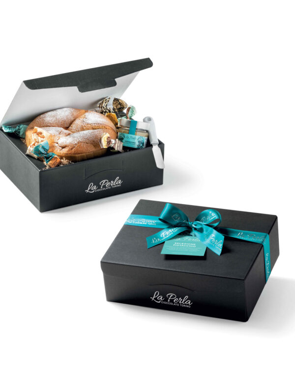 La Perla Panettone Pandorato, Crema Pistacchio, Tartufi. Bauletto regalo - immagine 1