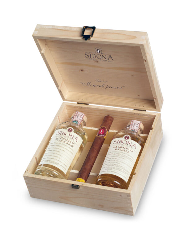 Sibona Confezione Regalo Selezione Momenti Preziosi 2 bt x 50cl Grappa più 1 Sibona Cigar - immagine 1