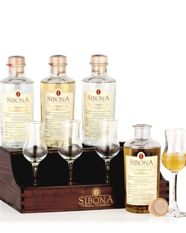 Set Grappe Sibona Old tavern e 4 Bicchieri da degustazione - immagine 1