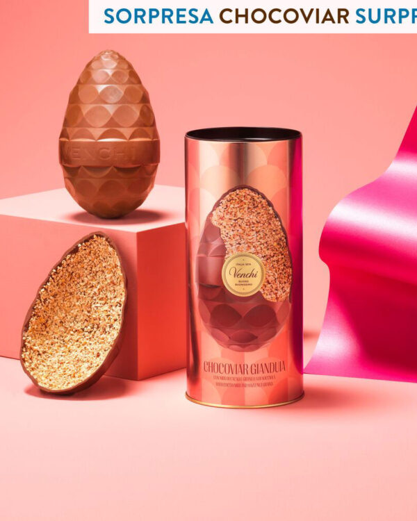 Uovo Venchi Chocoviar Gianduia in cilindro di metallo, 390g - immagine 1