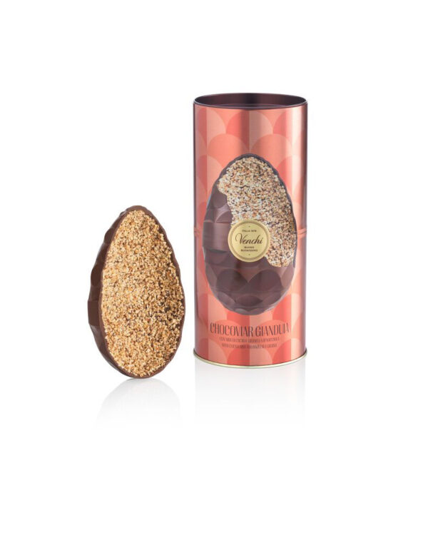 Uovo Venchi Chocoviar Gianduia in cilindro di metallo, 390g - immagine 2