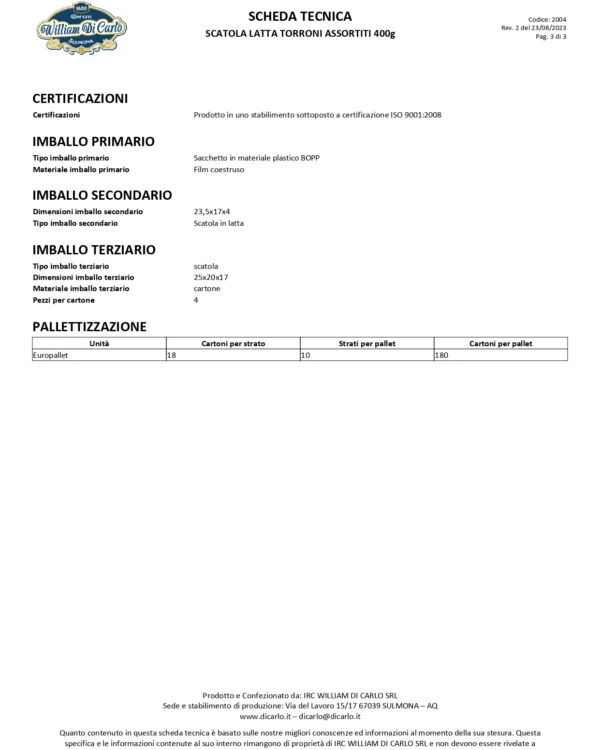 Scatola Latta Torroni Assortiti William Di Carlo 400g - immagine 5