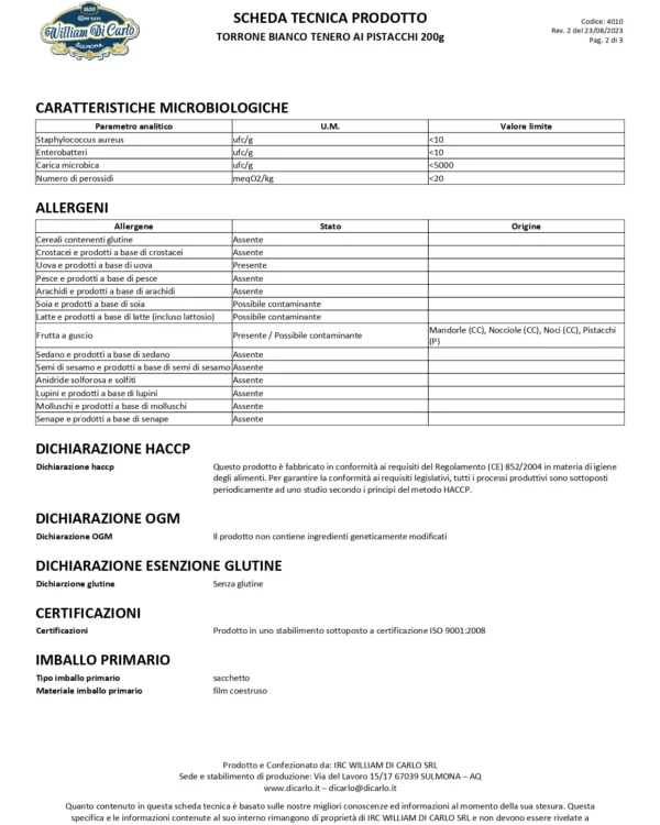 Torrone Tenero Bianco ai Pistacchi William Di Carlo 200g - immagine 4