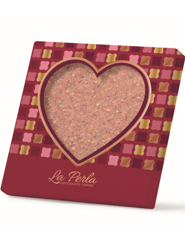 Cuore La Perla Mattonella di Cioccolato bianco e Lampone e granella di Pistacchio 170g - immagine 1