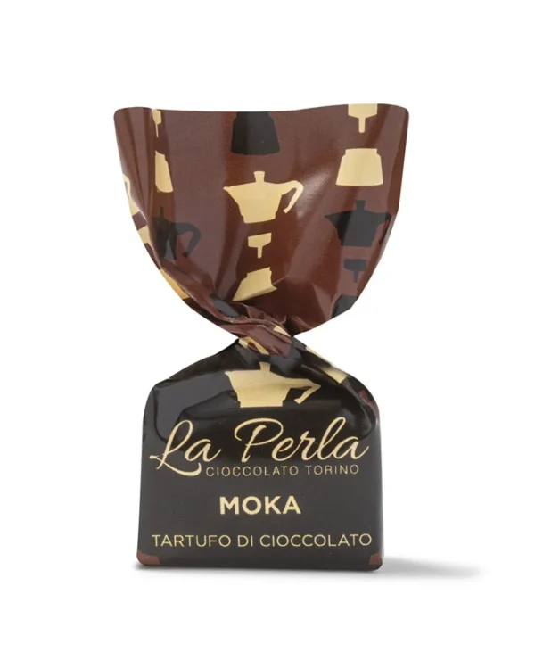 Tartufo La perla Moka. Cioccolato fondente al Caffè con Nocciola (30%) sacchetto 200g - immagine 1
