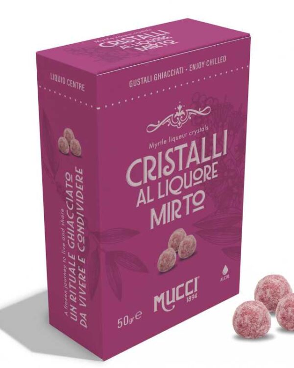 Cristalli Mucci® al liquore Mirto confezionati in monodose Box 50gr - immagine 1