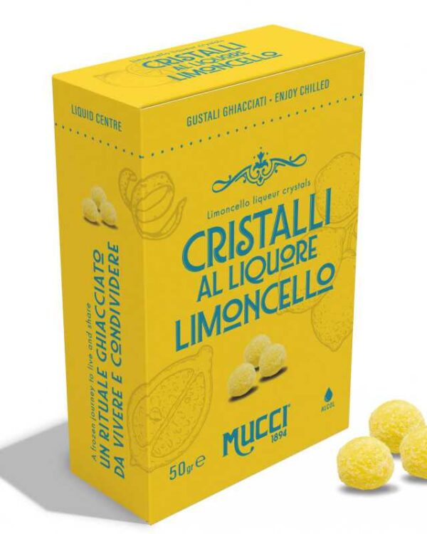 Cristalli Mucci® al liquore Limoncello confezionati in monodose - Box 50gr. - immagine 1
