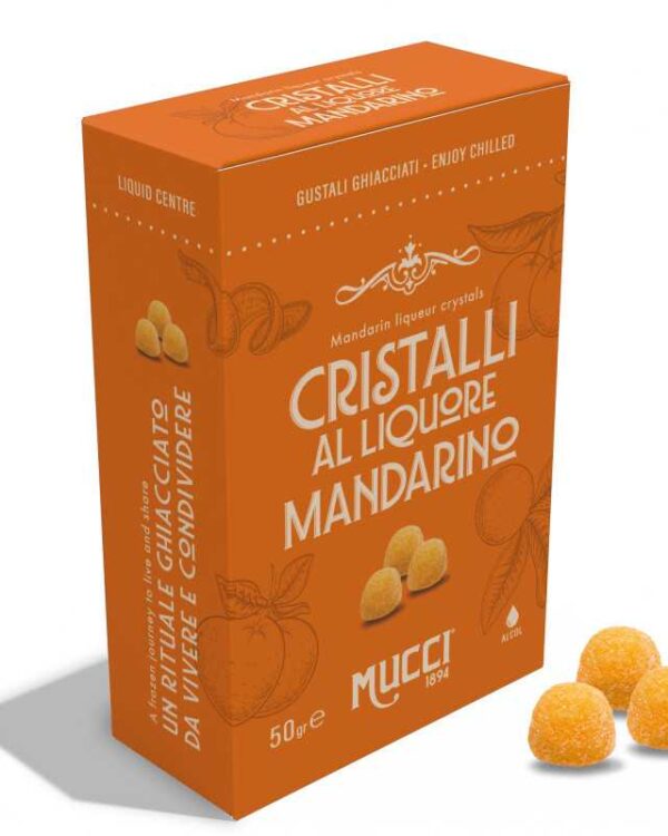 Cristalli Mucci® al liquore Mandarino confezionati in monodose Box 50gr - immagine 1